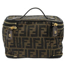 FENDI Zucca Canvas Vanity Pouch Black Brown Auth 184799-2