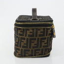 FENDI Zucca Canvas Vanity Pouch Black Brown Auth 184799-3