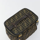 FENDI Zucca Canvas Vanity Pouch Black Brown Auth 184799-6
