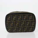 FENDI Zucca Canvas Vanity Pouch Black Brown Auth 184799-5