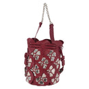 Chloe Chain Shoulder Bag Leather Wine Red Silver Auth 184801M-13