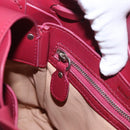 Chloe Chain Shoulder Bag Leather Wine Red Silver Auth 184801M-21