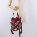 Chloe Chain Shoulder Bag Leather Wine Red Silver Auth 184801M-23