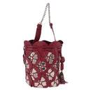 Chloe Chain Shoulder Bag Leather Wine Red Silver Auth 184801M-2