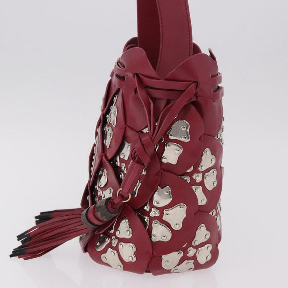 Chloe Chain Shoulder Bag Leather Wine Red Silver Auth 184801M
