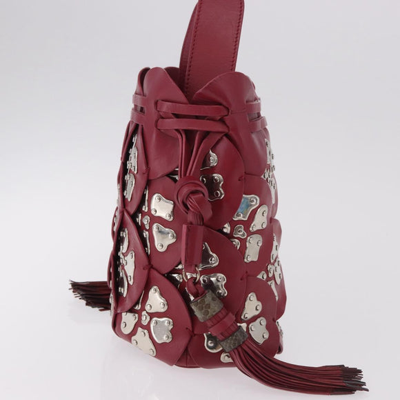 Chloe Chain Shoulder Bag Leather Wine Red Silver Auth 184801M