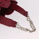Chloe Chain Shoulder Bag Leather Wine Red Silver Auth 184801M-7