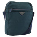 PRADA Shoulder Bag Nylon Blue Silver Auth 184803-1