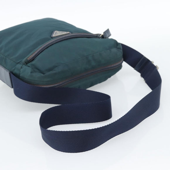 PRADA Shoulder Bag Nylon Blue Silver Auth 184803