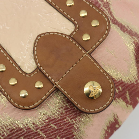 Vivienne Westwood Shoulder Bag Canvas Pink Gold Auth 184804A