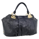 Miu Miu Tote Bag Patent leather Navy Gold Auth 184812A-1