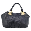 Miu Miu Tote Bag Patent leather Navy Gold Auth 184812A-13