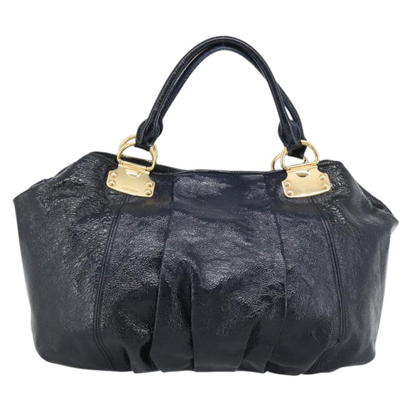 Miu Miu Tote Bag Patent leather Navy Gold Auth 184812A