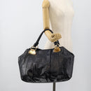 Miu Miu Tote Bag Patent leather Navy Gold Auth 184812A-22