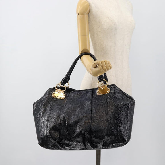 Miu Miu Tote Bag Patent leather Navy Gold Auth 184812A