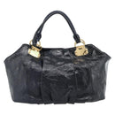 Miu Miu Tote Bag Patent leather Navy Gold Auth 184812A-2