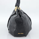 Miu Miu Tote Bag Patent leather Navy Gold Auth 184812A-3