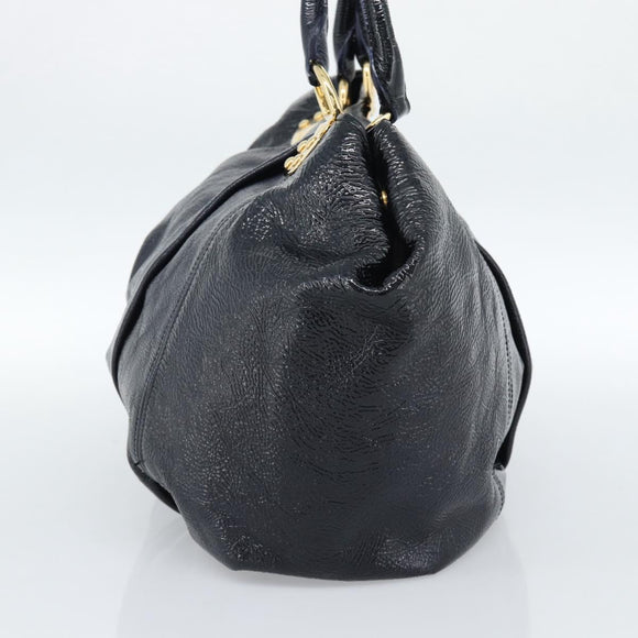 Miu Miu Tote Bag Patent leather Navy Gold Auth 184812A