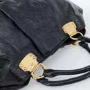 Miu Miu Tote Bag Patent leather Navy Gold Auth 184812A-6