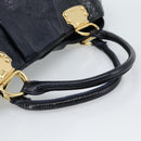 Miu Miu Tote Bag Patent leather Navy Gold Auth 184812A-7