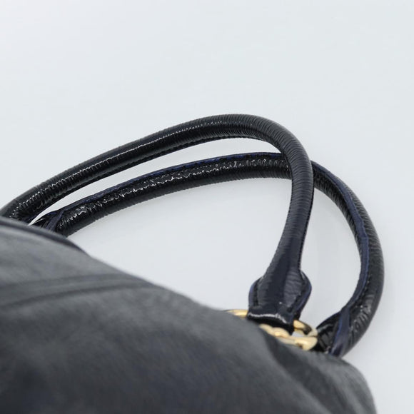Miu Miu Tote Bag Patent leather Navy Gold Auth 184812A