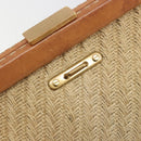 PRADA Shoulder Bag Raffia Beige Gold Auth 184813A-20