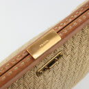 PRADA Shoulder Bag Raffia Beige Gold Auth 184813A-21