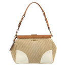 PRADA Shoulder Bag Raffia Beige Gold Auth 184813A-13