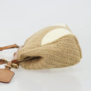 PRADA Shoulder Bag Raffia Beige Gold Auth 184813A-4