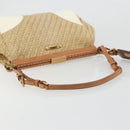 PRADA Shoulder Bag Raffia Beige Gold Auth 184813A-7