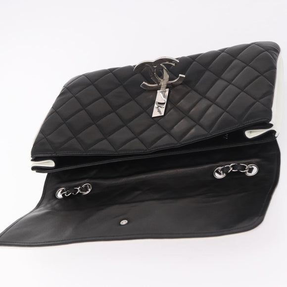 CHANEL Chain Matelasse Shoulder Bag Lamb Skin Black Silver CC Auth 184814SAV