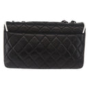 CHANEL Chain Matelasse Shoulder Bag Lamb Skin Black Silver CC Auth 184814SAV-2