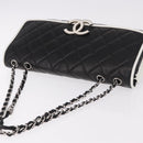 CHANEL Chain Matelasse Shoulder Bag Lamb Skin Black Silver CC Auth 184814SAV-6