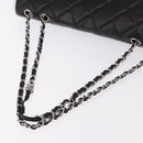 CHANEL Chain Matelasse Shoulder Bag Lamb Skin Black Silver CC Auth 184814SAV-7