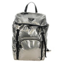 PRADA Backpack PVC Canvas Silver Auth 184815M-13