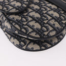 Christian Dior Trotter Canvas Saddle Shoulder Bag Navy Gold Auth 184816SAM-14