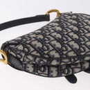 Christian Dior Trotter Canvas Saddle Shoulder Bag Navy Gold Auth 184816SAM-16