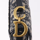 Christian Dior Trotter Canvas Saddle Shoulder Bag Navy Gold Auth 184816SAM-9