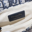 Christian Dior Trotter Canvas Saddle Shoulder Bag Navy Gold Auth 184816SAM-20