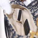 Christian Dior Trotter Canvas Saddle Shoulder Bag Navy Gold Auth 184816SAM-22