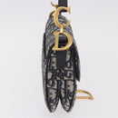 Christian Dior Trotter Canvas Saddle Shoulder Bag Navy Gold Auth 184816SAM-4