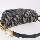 Christian Dior Trotter Canvas Saddle Shoulder Bag Navy Gold Auth 184816SAM-6