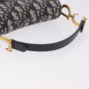 Christian Dior Trotter Canvas Saddle Shoulder Bag Navy Gold Auth 184816SAM-7