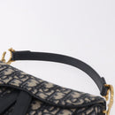 Christian Dior Trotter Canvas Saddle Shoulder Bag Navy Gold Auth 184816SAM-8