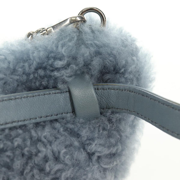 Miu Miu Chain Shoulder Bag fur Blue Silver Auth 184817M