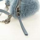 Miu Miu Chain Shoulder Bag fur Blue Silver Auth 184817M-22