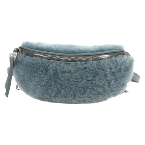 Miu Miu Chain Shoulder Bag fur Blue Silver Auth 184817M