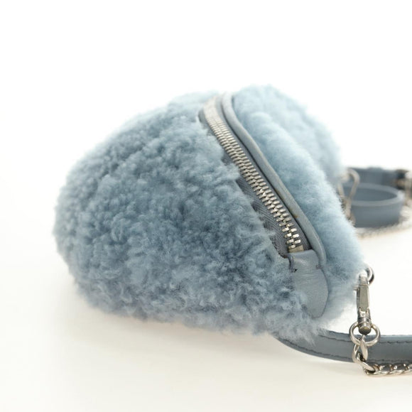 Miu Miu Chain Shoulder Bag fur Blue Silver Auth 184817M