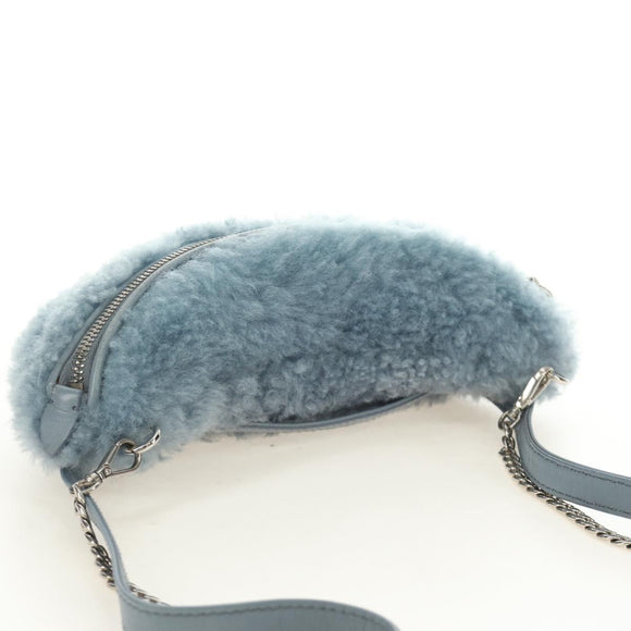 Miu Miu Chain Shoulder Bag fur Blue Silver Auth 184817M
