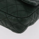 CHANEL Chain Matelasse 25 Shoulder Bag Caviar Skin Green CC Auth 184818SAV-16